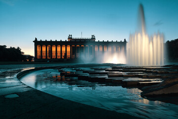 Old Museum at Museum Island with fountain at night