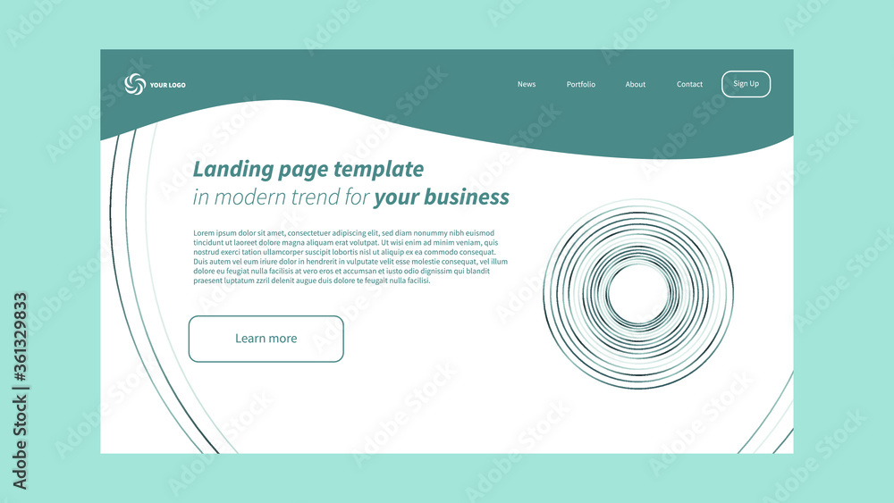Poster landing page template for website for your business with lines concept design - vector illustration