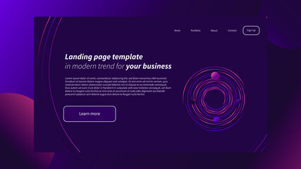 Landing Page Template for Website for Your Business with Lines Concept Design - Vector Illustration