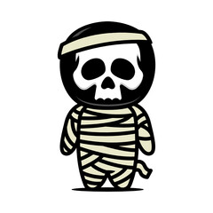 Cute little skeleton mascot design with Halloween costume