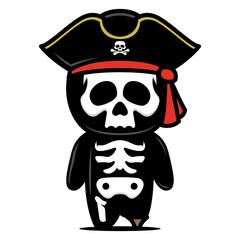 Cute skeleton mascot pirates themes design
