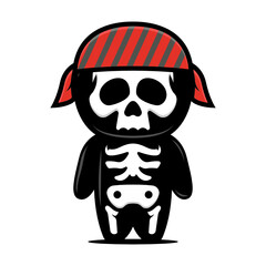Cute skeleton mascot pirates themes design