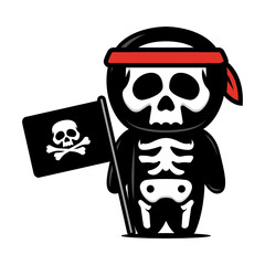 Cute skeleton mascot pirates themes design