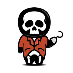 Cute skeleton mascot pirates themes design