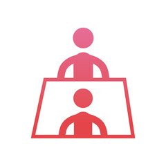 businessmen meeting on table gradient style icon vector design