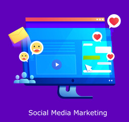 Social media marketing banner. Vector concept design. Digital communication.