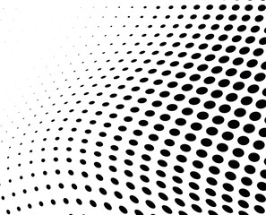 Monochrome printing raster, abstract vector halftone background. Black and white texture of dots