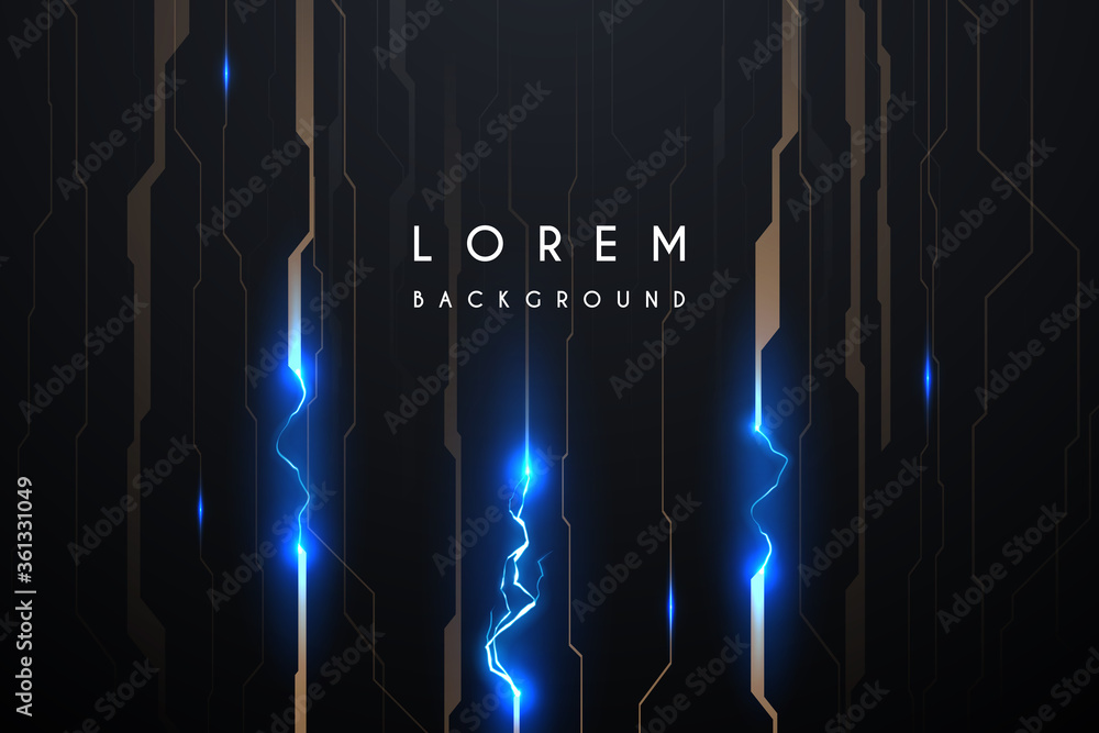 Wall mural abstract technology background with lightning effect