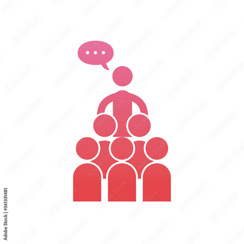 Poster avatars with communication bubble gradient style icon vector design