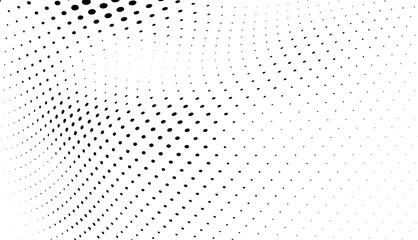 Chaotic abstract hafton background. Waves of black dots on white