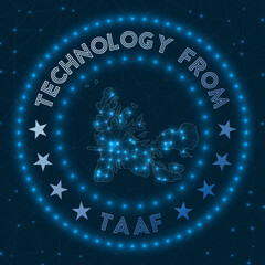 Technology From TAAF. Futuristic geometric badge of the country. Technological concept. Round TAAF logo. Vector illustration.