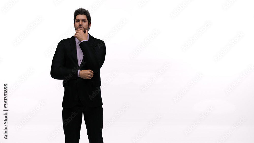 Wall mural 3D Rendering : A portrait of standing man wearing office uniform