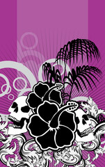 hawaii skull graffiti tattoo wallpaper background in vector format
