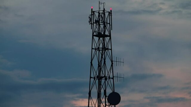 Mast, antenna for high-speed data transmission for smartphones. Organization of communication and Internet access for people.