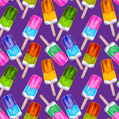 Multicolor ice cream. Summer dessert seamless pattern design for textile, fabric, paper.