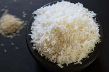 Boiled steam rice kept in a bowl