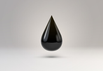 Black oil drop with realistic shine for industrial, ecology or financial crisis illustration