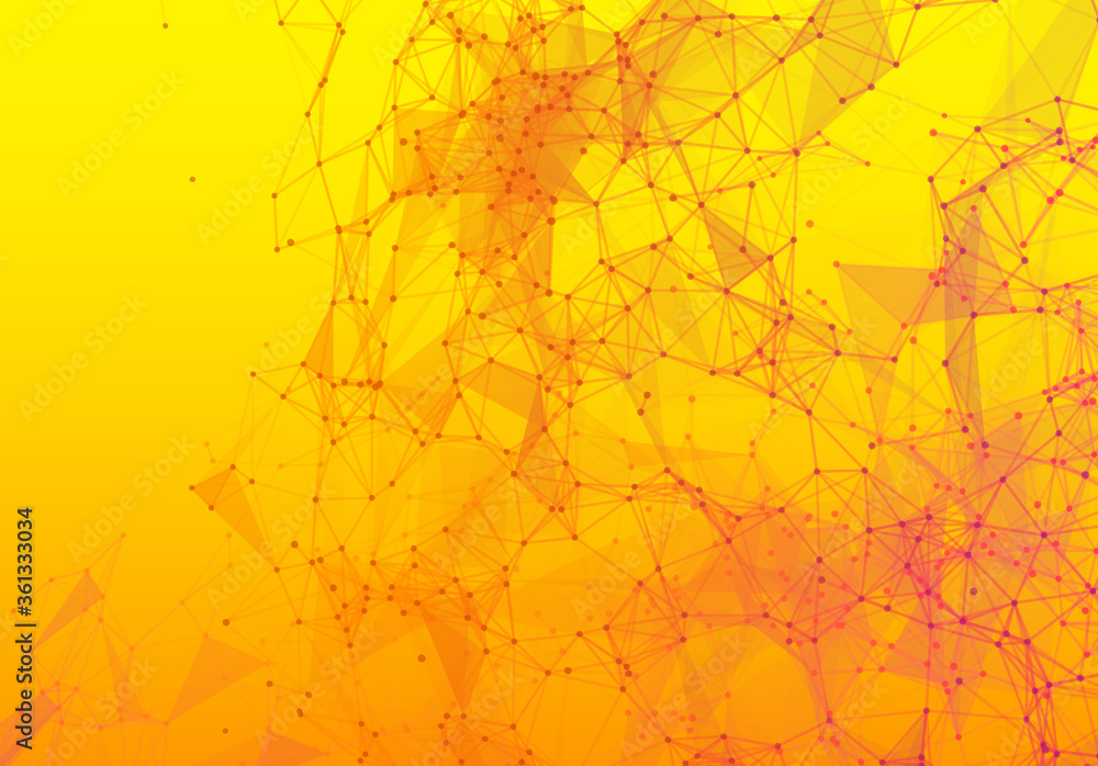 Aufkleber Yellow triangular grid in futuristic technology style on light background