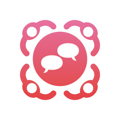 Communication bubbles between avatars gradient style icon vector design