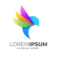 colorful bird logo design template