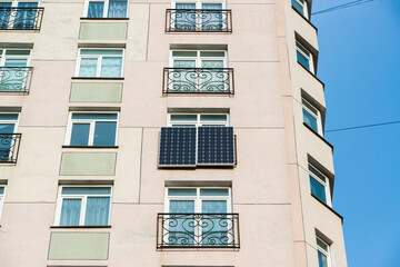 Solar panels on a apartment window.