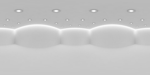 Еmpty white room with small round embedded ceiling lamps HDRI map