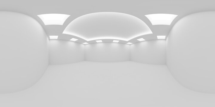 White empty room with square embedded ceiling lamps HDRI map