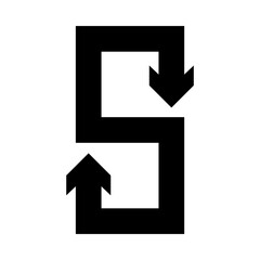 flexible s shape arrow icon, silhouette style