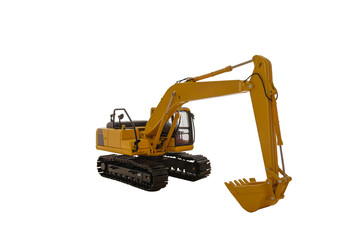 Yellow excavator   model with isolated on  a white background