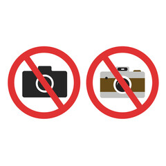 Photo camera forbidden. Banned camera crossed simple colored and black icon. Not allowed to take a photos