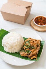 rice with grilled spicy pork and herb