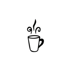 Single vector doodle element isolated on white background. Cup of tea or coffee
