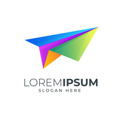 colorful paper plane logo design