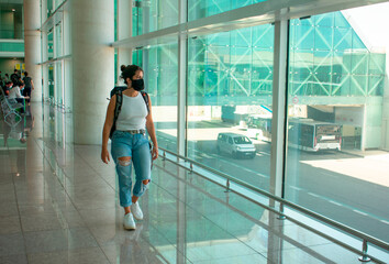 woman on the airport terminal