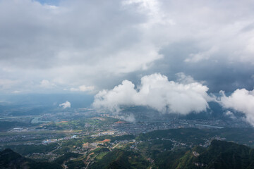 China's misty winding mountain road, the beautiful Zhangjiajie natural scenery.