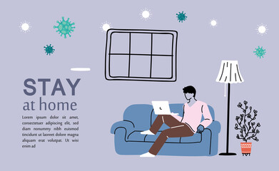 young man working at home