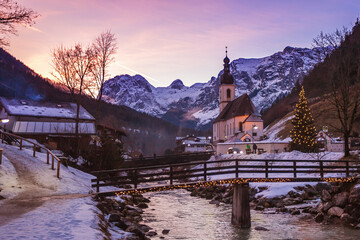 Ramsau bei Berchtesgaden bei Sonnenuntergang