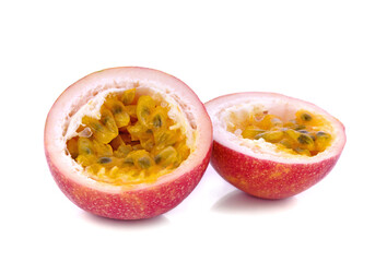 Passion fruit sliced  isolated on white background