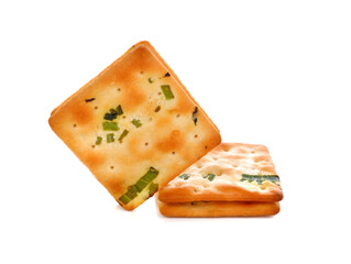 Crackers or biscuits on white background