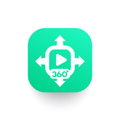 360 degrees video icon, vector symbol