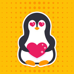 emoji with pinguin in love