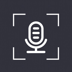 microphone, audio, speech recognition linear icon, vector illustration