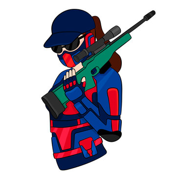 woman sniper illustration