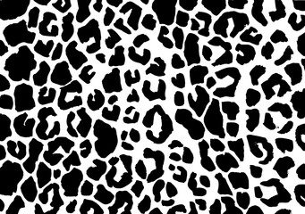 Leopard print, animal skin, abstract pattern, line background. Amazing hand drawn vector illustration. Poster, banner. Black and white artwork, monochrome