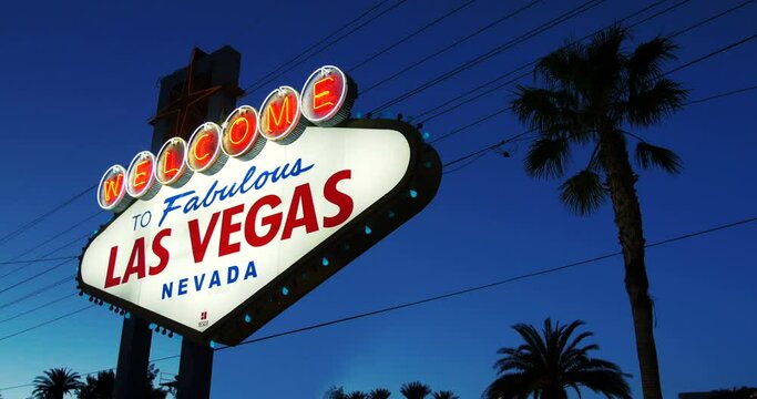 Welcome to fabulous Las Vegas Nevada sign in lights 4k