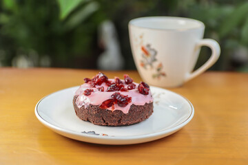 Ring donut on white plate