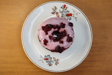 Ring donut on white plate