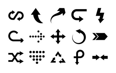 lighting arrow and arrows icon set, silhouette style