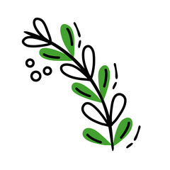 branch with leafs line and fill style