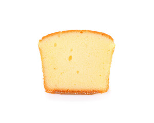 Butter cake sliced on white background